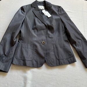 NWT Banana Republic Wool Blend Houndstooth Blazer Gray Lined Women’s 8